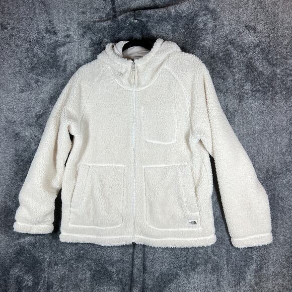 The North Face Fleece Jacket Womens Small White Full Zip Outdoors City Preppy - Picture 1 of 8